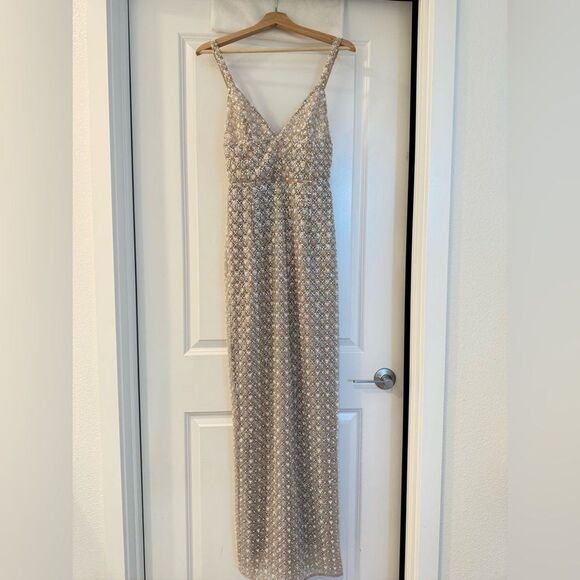 NWOT Bronx and Banco Allegra Silver Sequin Maxi Dress Gown, size XS, S &M - Picture 5 of 11